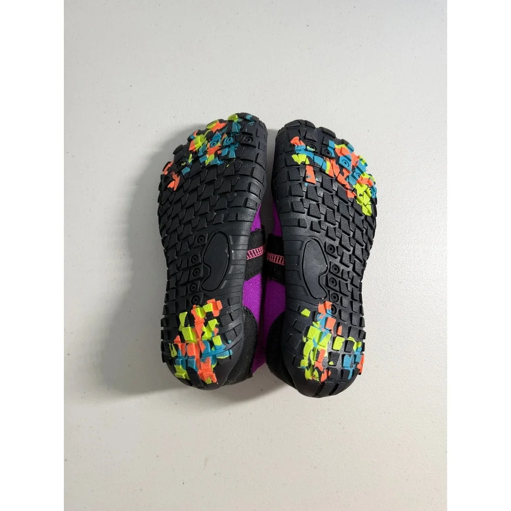NWOT UBFEN Kids Purple Water Shoes Aqua Socks Size 33 2 Hook Loop Strap Athletic